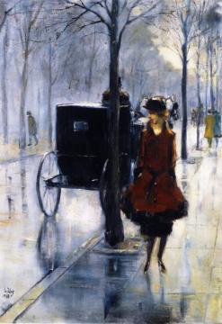 Street Scene With Woman, Berlin Artwork by Lesser Ury