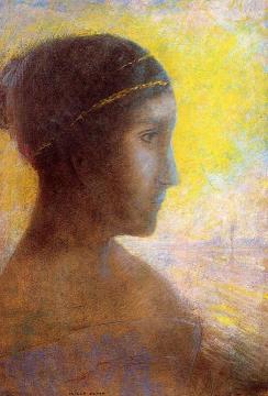 Head of a Young Woman in Profile Artwork by Odilon Redon