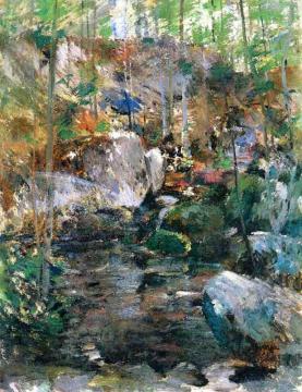 Woodland Stream Artwork by John Twachtman