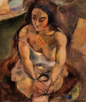 Model on a Stool Artwork by Jules Pascin