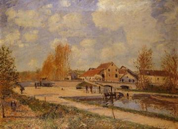 The Bourgogne Lock at Moret, Spring Artwork by Alfred Sisley