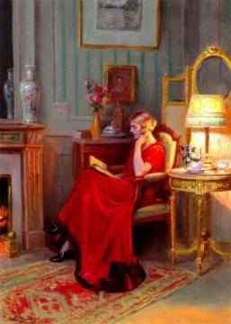 Reading By Lamplight Artwork by Delphin Enjolras