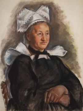 The old lady in a bonnet. Brittany Artwork by Zinaida Serebriakova