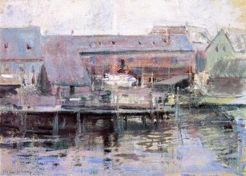 Waterfront Scene - Gloucester Artwork by John Twachtman