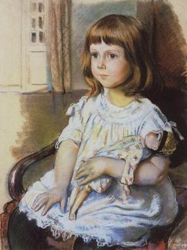 Girl with a Doll Artwork by Zinaida Serebriakova