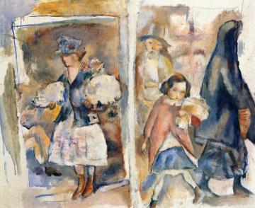 Bouquets and Groceries Artwork by Jules Pascin