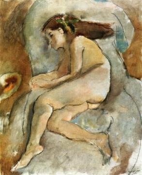 Nude in an Armchair Artwork by Jules Pascin