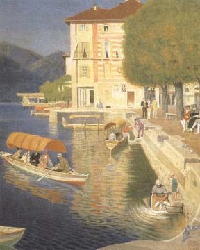 The Quay, Orta Artwork by Joseph Edward Southall