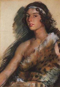 Portrait of G.M. Balanchivadze  in the Costume of Bacchus Artwork by Zinaida Serebriakova