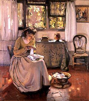 Mujer Cosiendo Artwork by Salvador Tuset Tuset