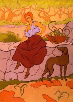 Woman With A Dog Wearing A Collar Artwork by Paul Ranson
