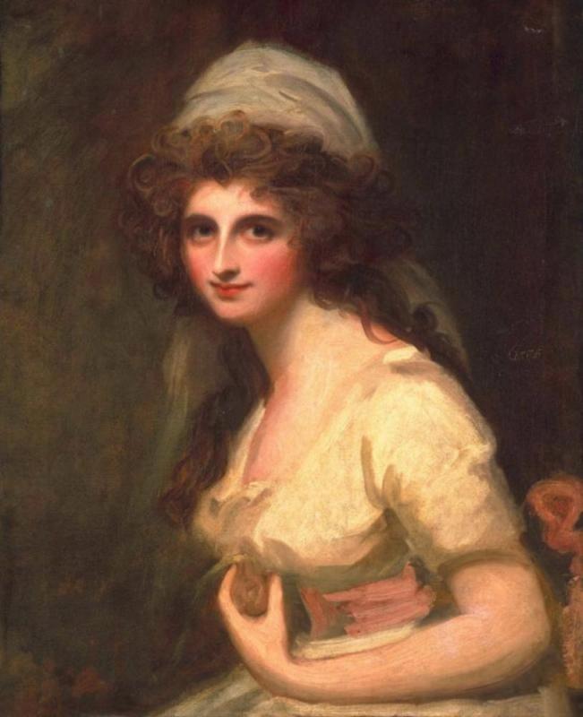 Emma Hart, Later Lady Hamilton, In A White Turban Artwork by George Romney