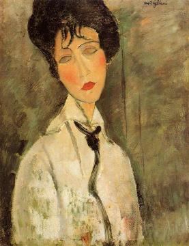 Portrait of a Woman in a Black Tie Artwork by Amedeo Modigliani