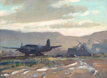 Waterlogged Airfield at Malignano, Italy Artwork by Edward Brian Seago