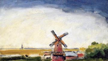Dutch Landscape, Polder With Windmill Artwork by Kees Van Dongen