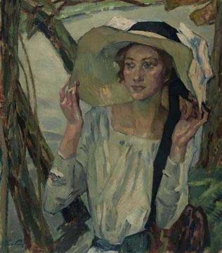 Lady in a Hat Artwork by Leo Putz