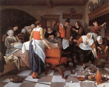 Celebrating the Birth Artwork by Jan Steen