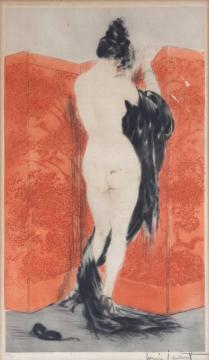 Lacquered Screen Artwork by Louis Icart