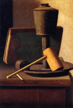 Still Life With Book, Lamp, Pipe And Match Artwork by John Frederick Peto
