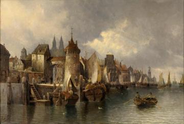 Medieval Port City Artwork by August von Siegen
