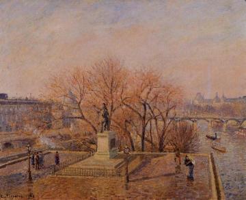 Ponty-Neuf, the Statue of Henri IV, Sunny Weather, Morning Artwork by Camille Pissarro