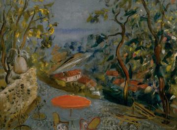 Red Umbrella Artwork by Boris Grigoriev