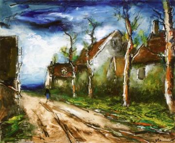 Houses On A Road Artwork by Maurice De Vlaminck
