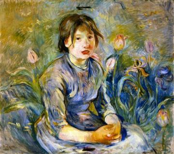 Peasant Girl Among Tulips Artwork by Berthe Morisot