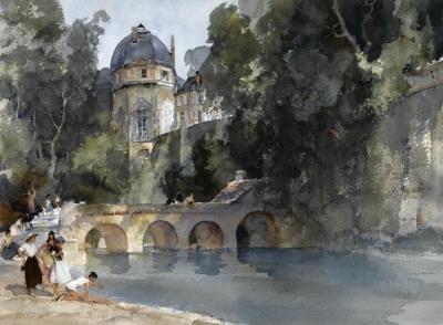 Beside The River, Castlenuef, France Artwork by Sir William Russell Flint