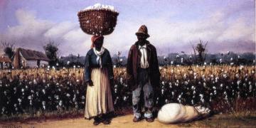 Negro Man And Woman In Cotton Field With Cotton Basket And Cotton Bag Artwork by William Aiken Walker