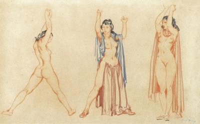 Three Models Ii Artwork by Sir William Russell Flint