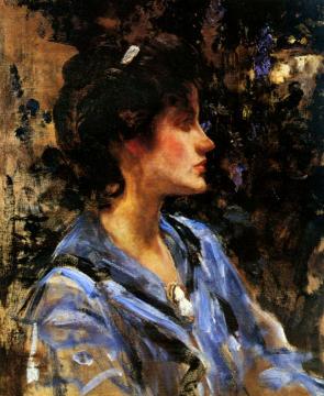 Young Woman In Blue Artwork by Sir James Jebusa Shannon