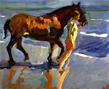 The Horse Bath (study) Artwork by Joaquin Sorolla y Bastida