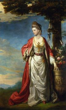 Mrs. Trecothick, Full Length, In 'turkish' Masquerade Dress, Beside An Urn Of Flowers, In A Landscape Artwork by Sir Joshua Reynolds