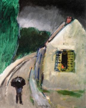 Village Street In The Rain Artwork by Kees Van Dongen