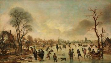 Winter Landscape With Ice Skaters Artwork by Aert van der Neer
