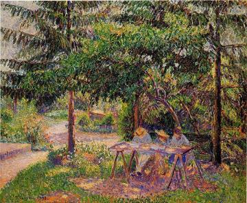 Children in a Garden at Eragny Artwork by Camille Pissarro