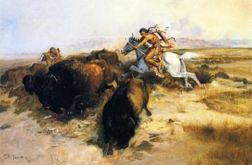 Buffalo Hunt Artwork by Charles Marion Russell