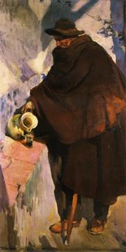 Elderly Castellano Pouring Wine Artwork by Joaquin Sorolla y Bastida