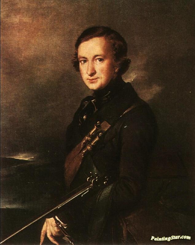 Portrait Of Yu. F. Samarin In The Hunting Dress Artwork by Vasily Tropinin
