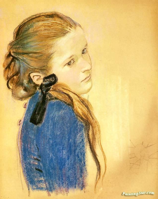 Portrait Of A Girl Artwork by Stanislaw Wyspianski