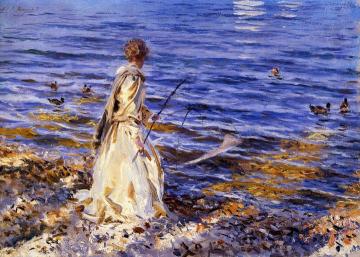 Girl Fishing Artwork by John Singer Sargent