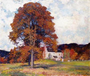Autumn Hillside & My Studio Artwork by Robert Vonnoh
