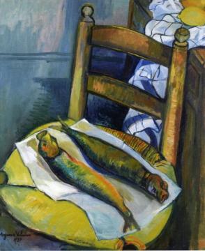 Still Life With Fish Artwork by Suzanne Valadon
