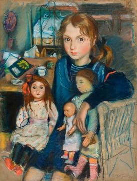 Katya with Dolls Artwork by Zinaida Serebriakova