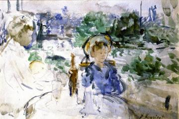 Picnic in the Courtyard Artwork by Berthe Morisot
