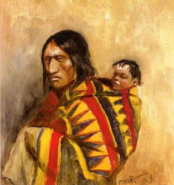 Stone-in-Moccasin Woman Artwork by Charles Marion Russell