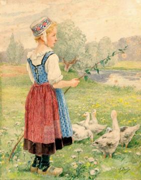 The Goose Girl Artwork by Elisabeth Sonrel