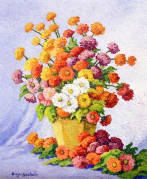 Chrysanthemums Artwork by Birger Sandzen