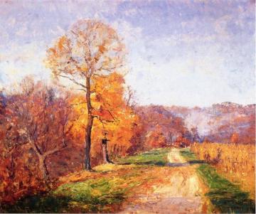 Along A Country Lane Artwork by Theodore Clement Steele